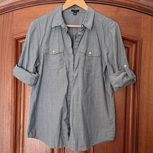 Ann Taylor Charcoal Button-Down Shirt